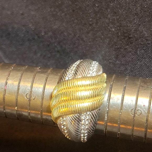 Judith Ripka Sterling Silver and Gold Textured Ring - Picture 5 of 5